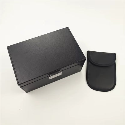 1 Shielding Box + 1 PU Leather Shielding Key Case Vehicle Key Signals Household Faraday Box Signals YS-2309 Rectangle