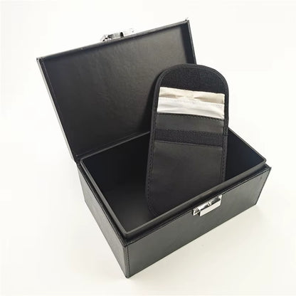 1 Shielding Box + 1 PU Leather Shielding Key Case Vehicle Key Signals Household Faraday Box Signals YS-2309 Rectangle