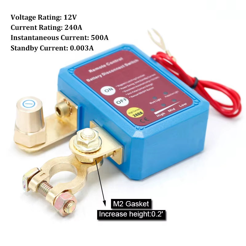 Battery Disconnect Power Switch 12V 240A Shut off Cut off Kill Switch with Remote Control Switch for Car Truck