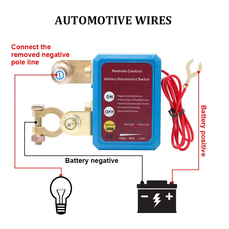 Battery Disconnect Power Switch 12V 240A Shut off Cut off Kill Switch with Remote Control Switch for Car Truck