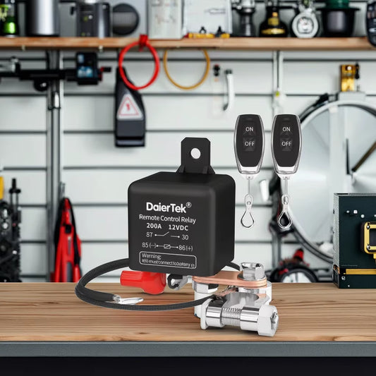 Waterproof Kill Switch Remote Relay 12V 200A Control Switch for Motorcycle Car Boat Caravan with Battery Clip and Two Keys