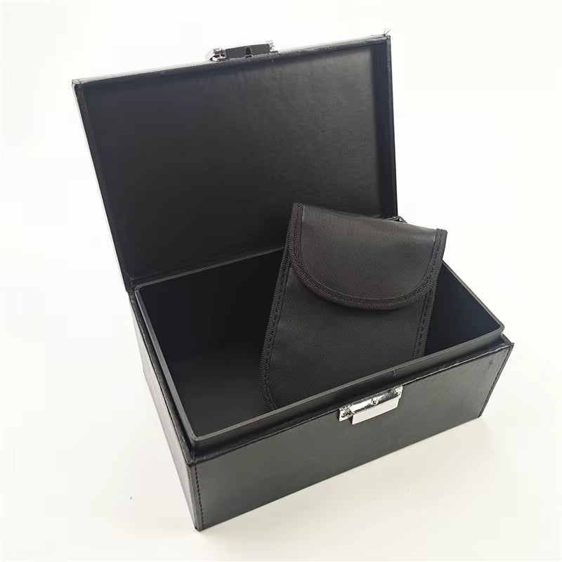 1 Shielding Box + 1 PU Leather Shielding Key Case Vehicle Key Signals Household Faraday Box Signals YS-2309 Rectangle